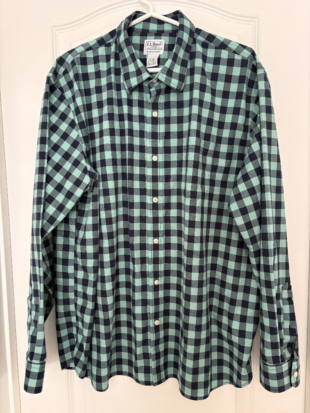 Men’s Traditional Fit Check Shirt – Green and Black Large Check, XL